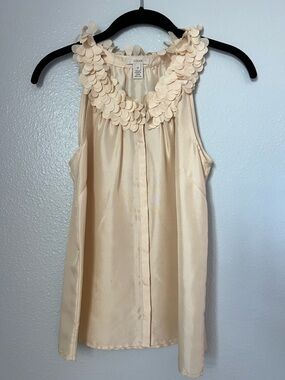 J. Crew Cream Petal-Trim Sleeveless Silk Cami